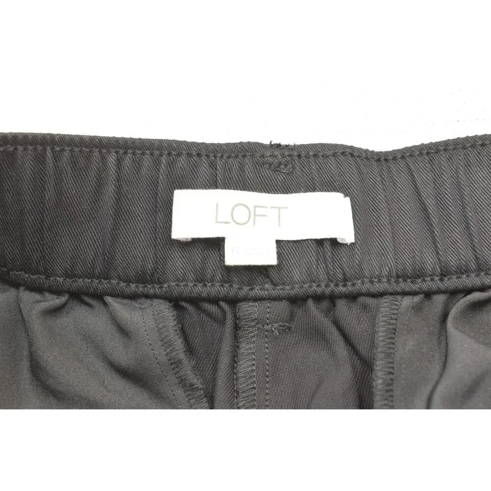 LOFT Women's Size 6 Black 100% Lyocell Pleated High Waist Relaxed Utility Short - Picture 6 of 8